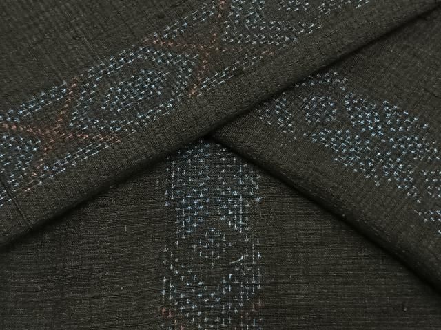 平和屋着物▽結城ちぢみ　単衣　幾何学間道　正絹　逸品　AAAV2828fy 平和屋着物▽結城ちぢみ 単衣 幾何学間道 正絹 逸品 AAAV2828fy - メルカリ