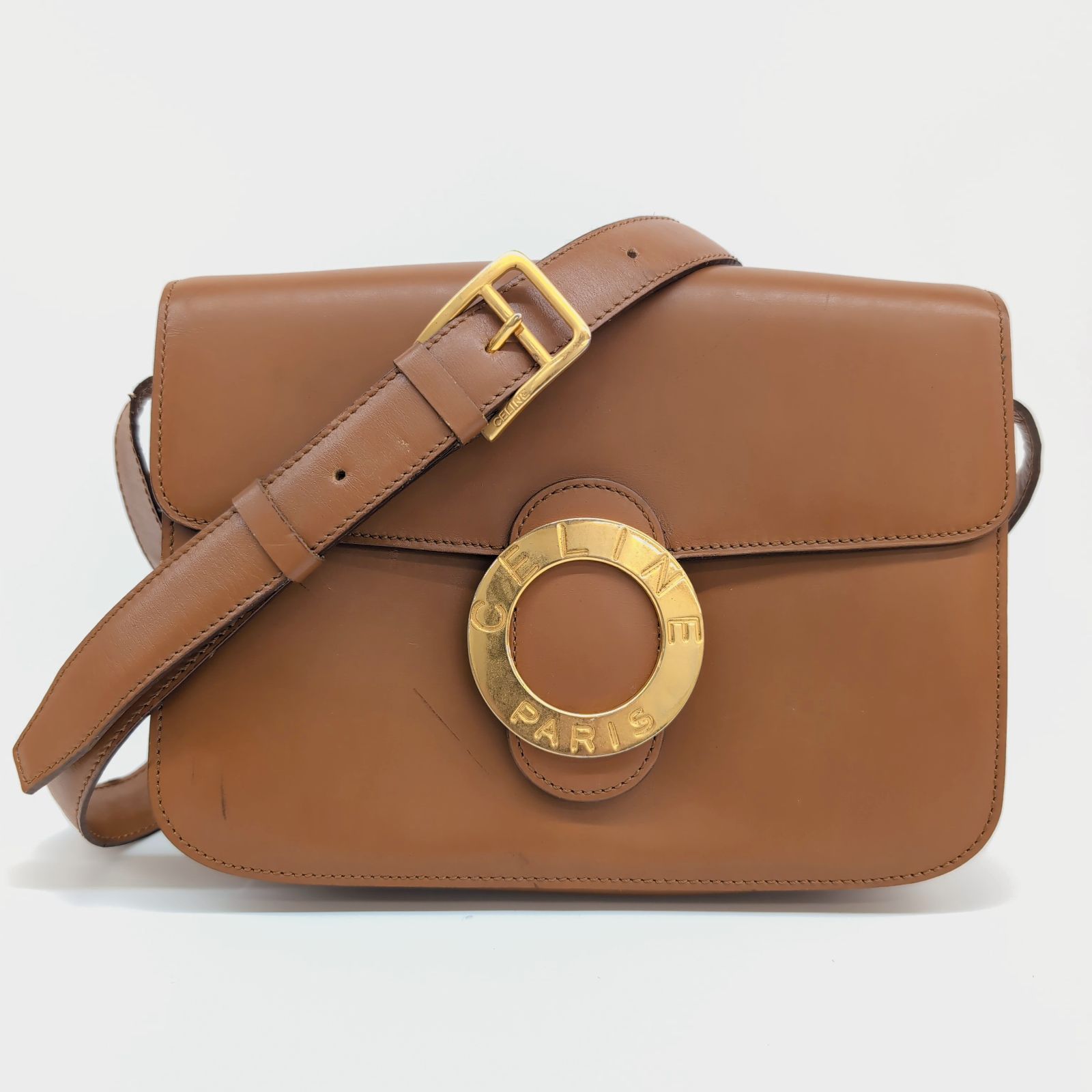タイムセール 探し方 CELINE/セリーヌ/サークルロゴ金具/レザーショルダーバッグ バッグ