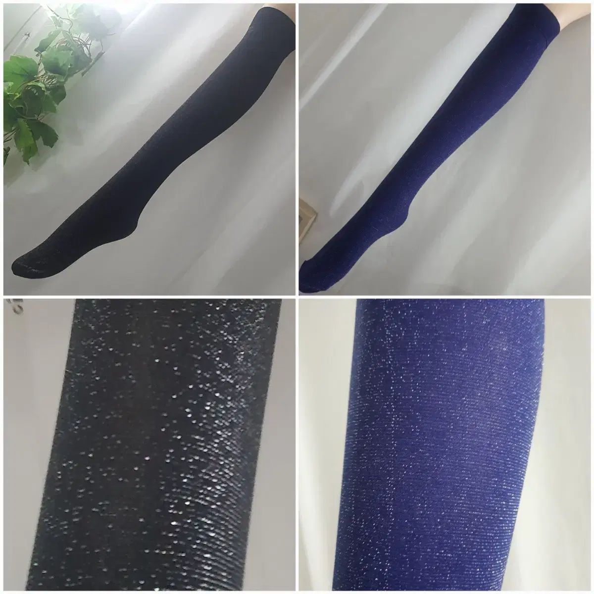 不思議な バンドストッキング 300 ペアブラック|ネイビー ラメ
