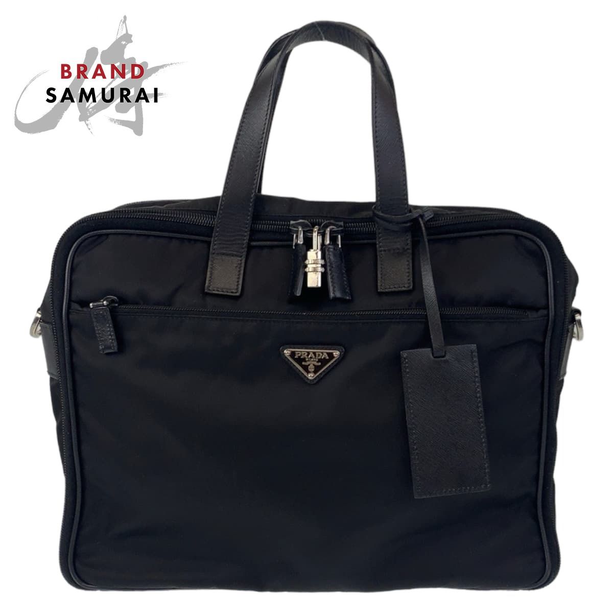 PRADA  ビジネスバッグ　キャリーオン　ブラック　三角ロゴプレート 新 デザインファッション - PRADA ビジネスバッグ キャリーオン