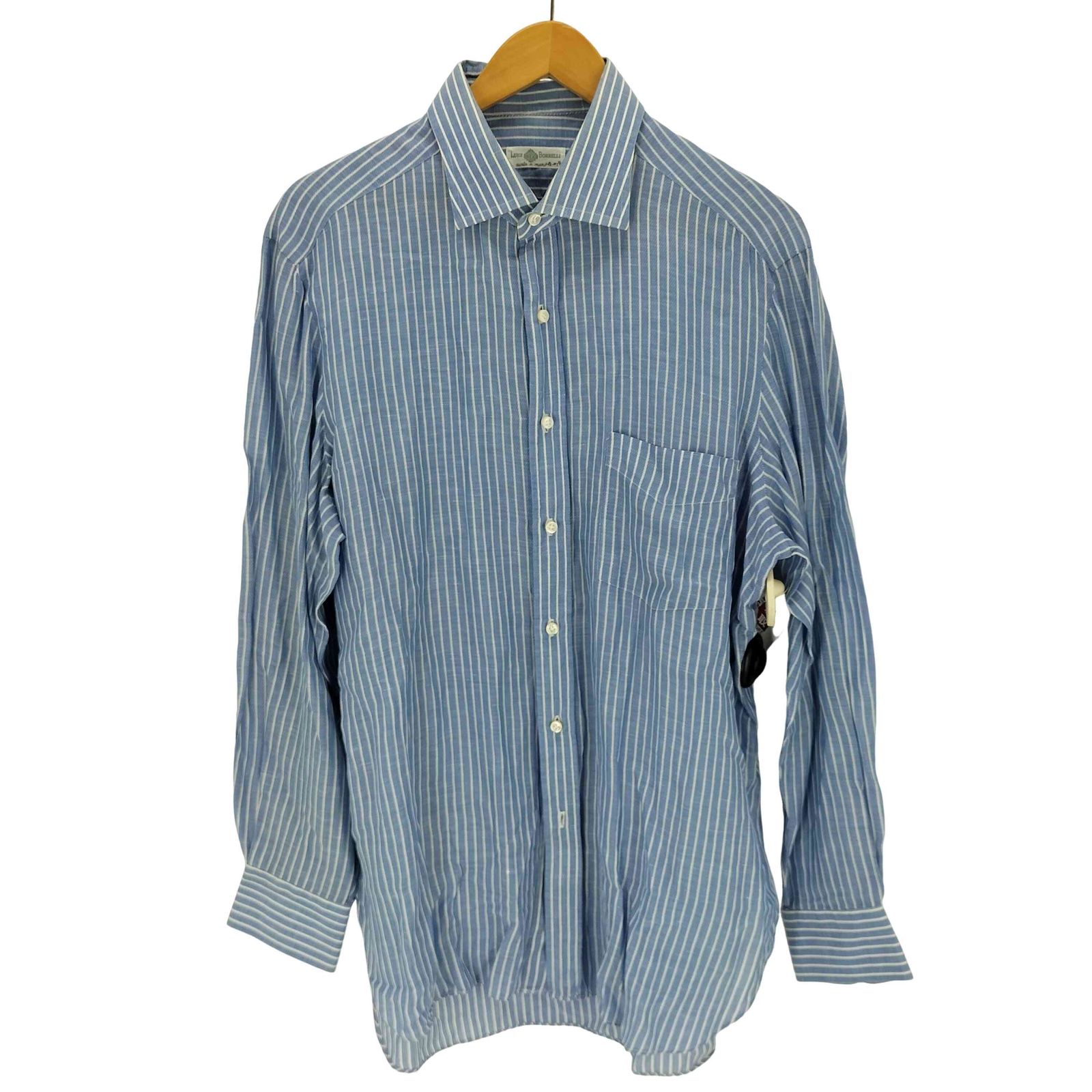 【LUIGI BORRELLI ルイジボレッリ】メンズ　シャツ　ストライプ　綿 ルイジボレッリ LUIGI BORRELLI イタリア製 コットンリネン L/S
