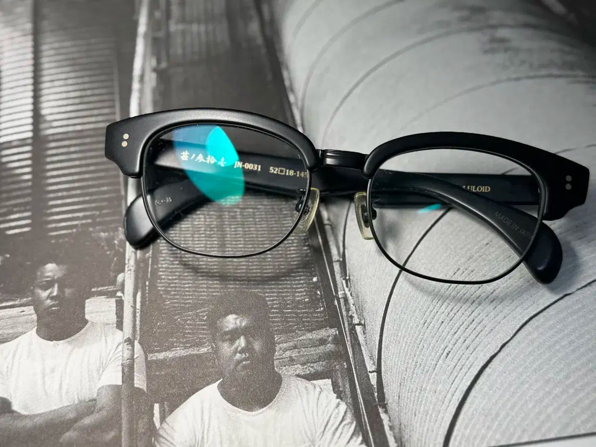 じんろくさく 日本 家 ブランド ジャパン メイド マットブラック ハーフリム メガネ 0084