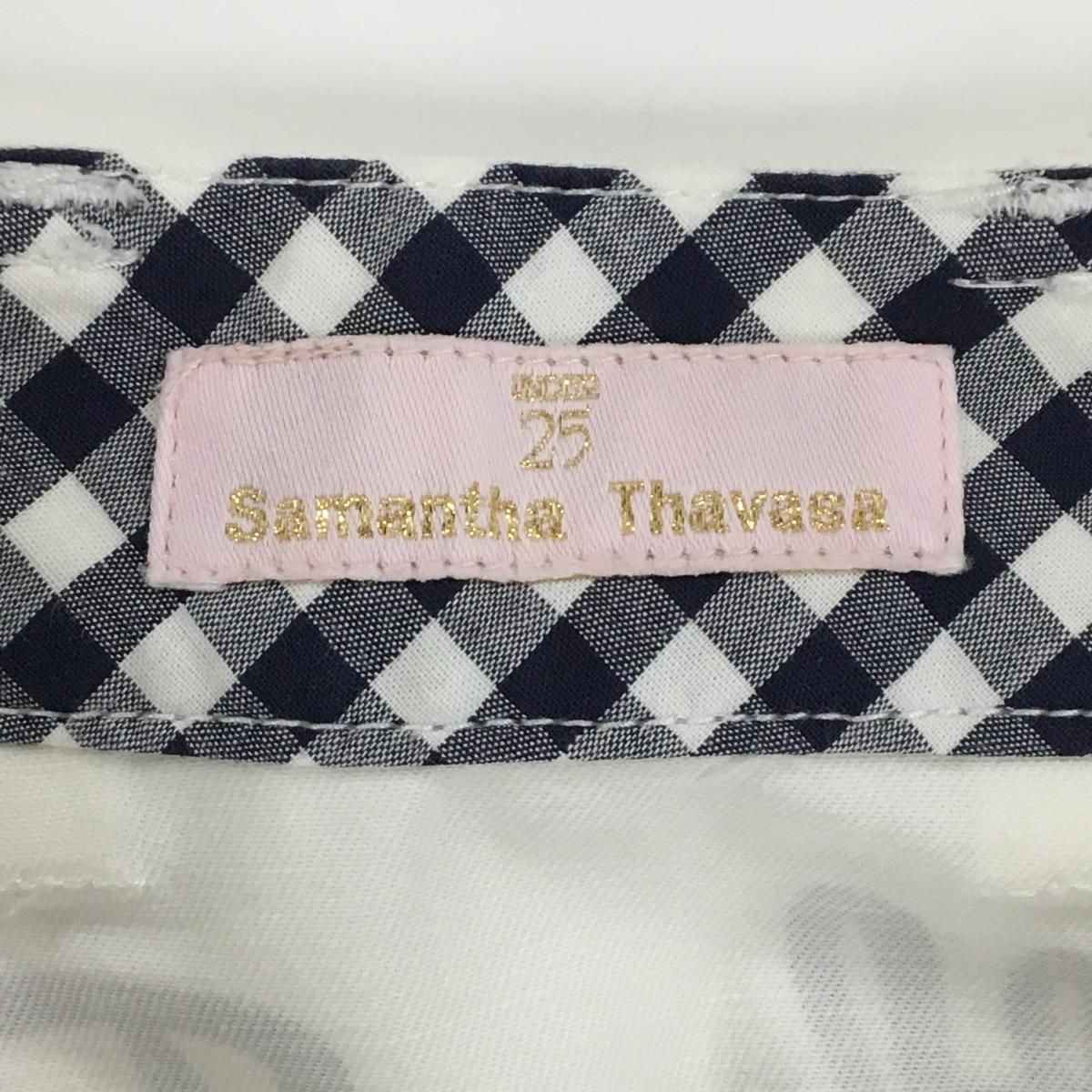 美品】サマンサタバサ UNDER25 パンツ 白×ネイビー ストレッチ