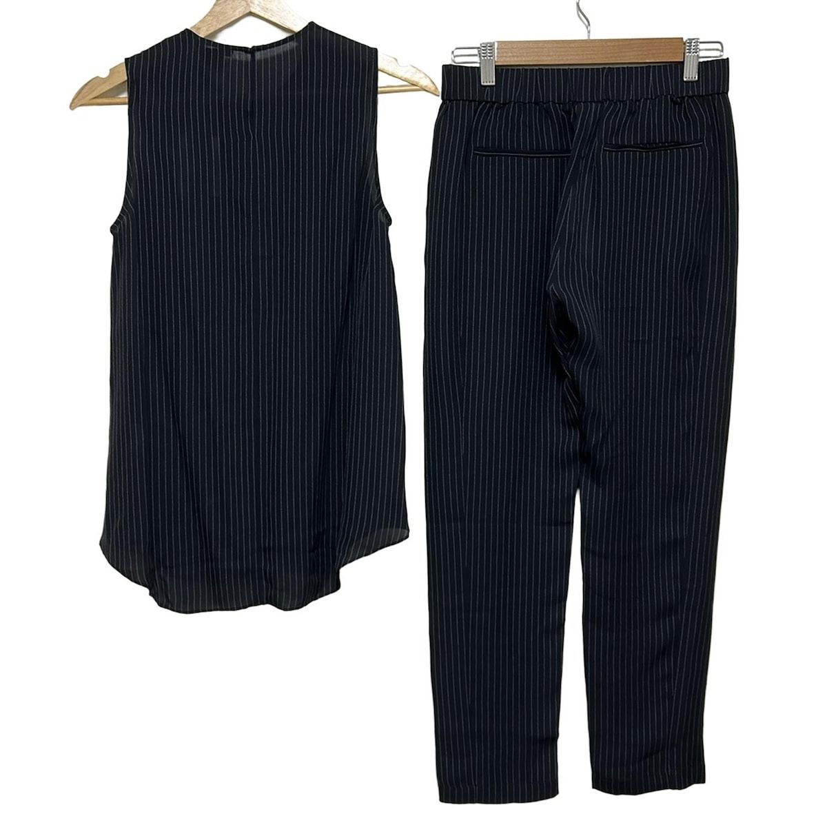 Theory ダークネイビー ストライプ パンツスーツ 上下セット theory(セオリー) レディースパンツセットアップ レディース新品