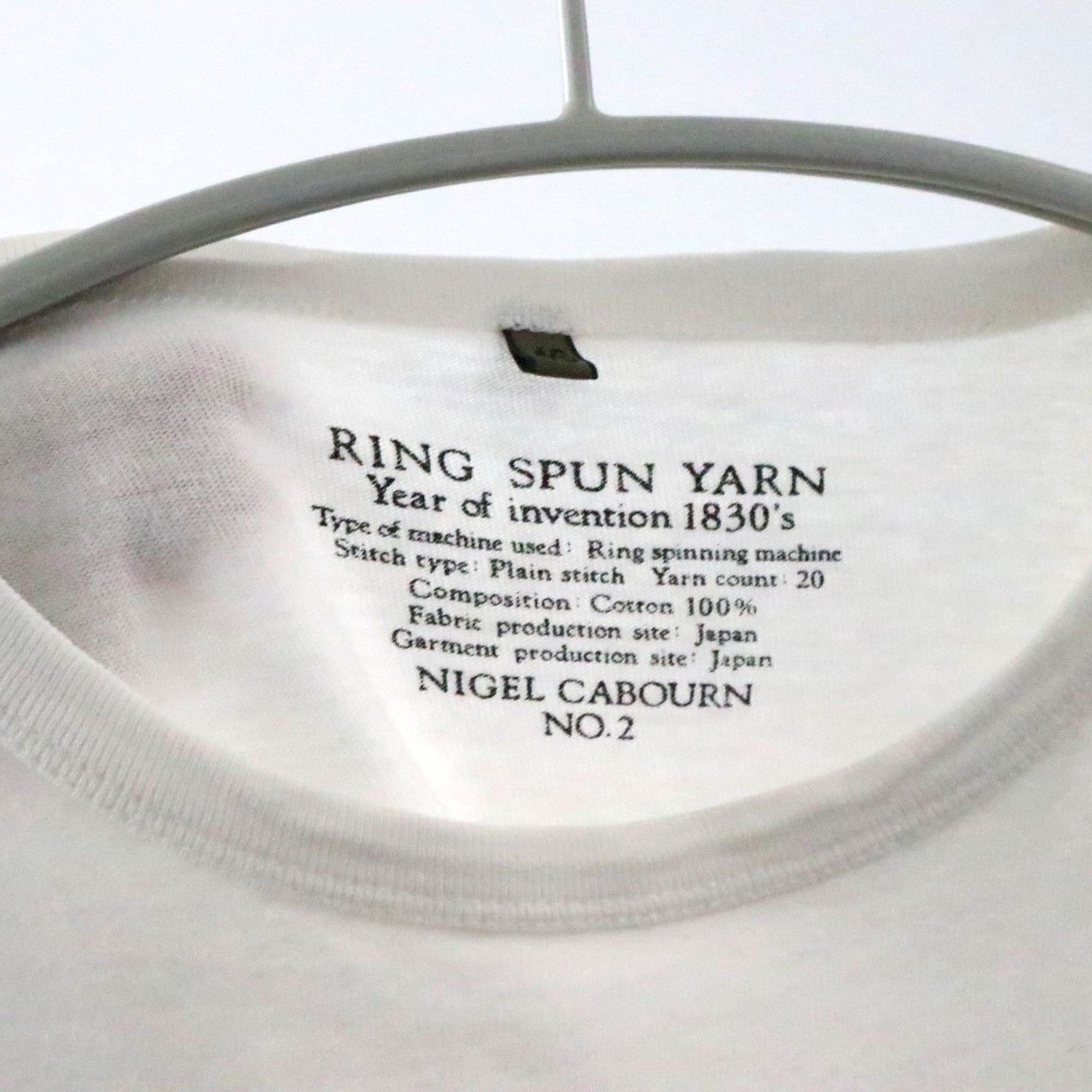 【中古B】NIGEL CABOURN ナイジェルケーボン 46 M メンズ Tシャツ カットソー 半袖 クルーネック 白 綿 中古B 古着