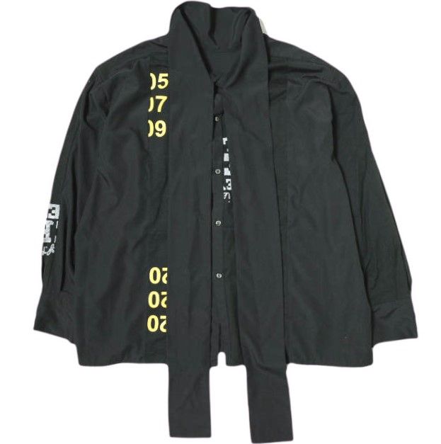 SREU スリュー 日本製 リメイクタイカラーブラウス ONE SIZE ブラック 長袖 リボン シャツ トップス g19895 SREU スリュー 日本製 リメイクタイカラーブラウス ONE SIZE