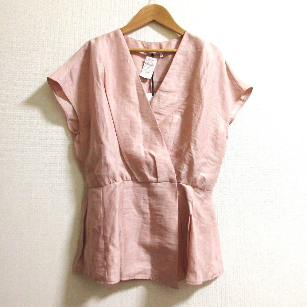 ♥ AGNONA アニオナ ノースリーブ フ カシュクールブラウス シャツ サイズ44 ピンク レディース 古着
