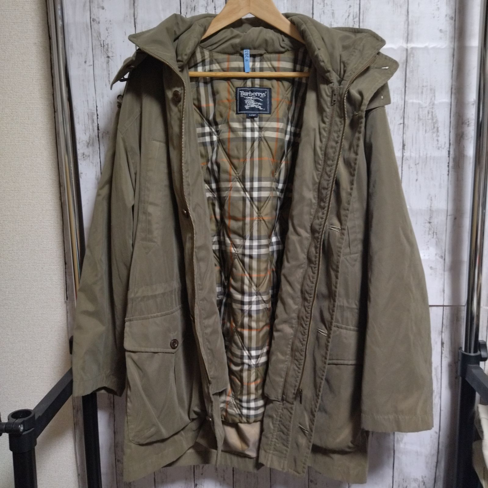 Burberrys フードジャケット コート ノバチェック 中綿ライナー 玉虫色