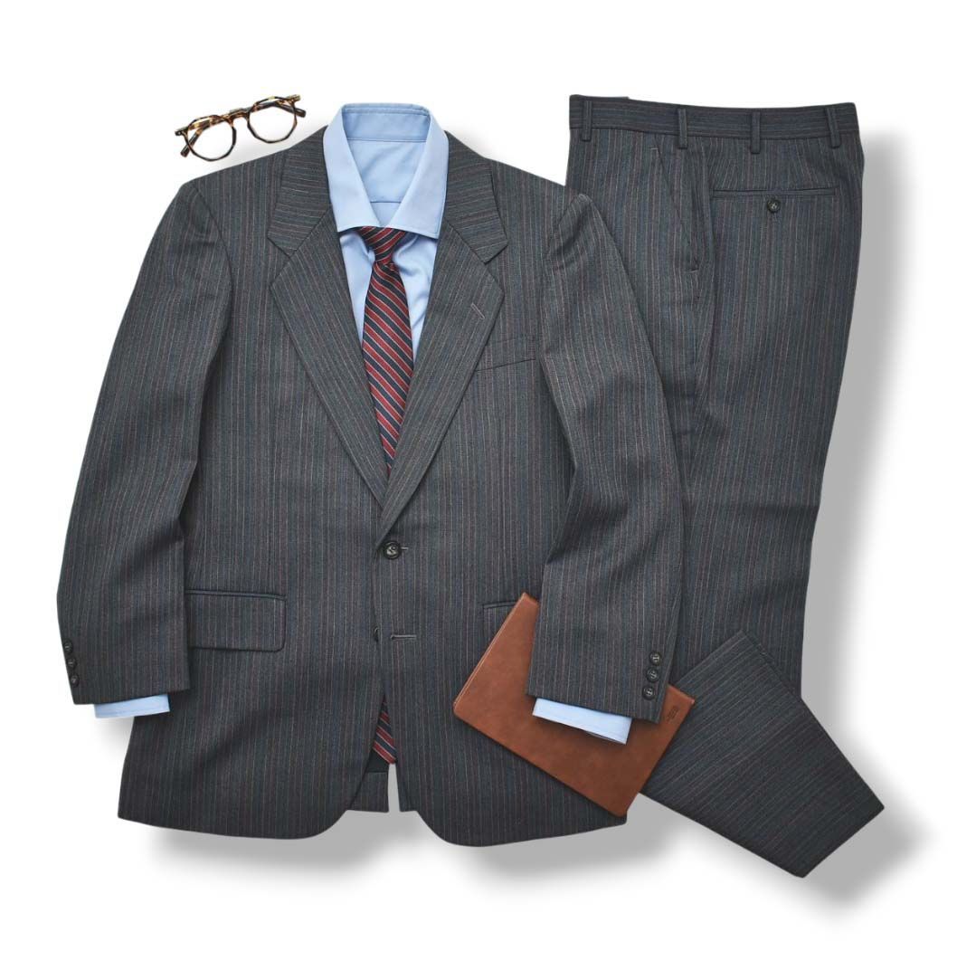 上質】 ドーメル DORMEUIL ピンストライプ柄 シングル 2B スーツ 上質】 ドーメル DORMEUIL ピンストライプ柄 シングル 2B スーツ