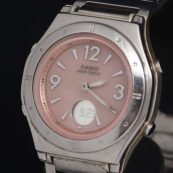 稼動 カシオ ウェーブセプター ピンク文字盤 電波ソーラー LWA-M141 レディース腕時計 OGH 2000000 NSK