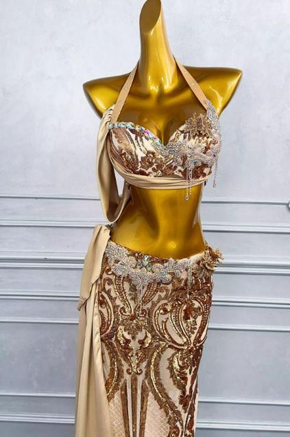 ベリーダンス オリエンタル衣装 インナー付 ゴールド オーダーメイド ベリーダンス オリエンタル衣装 インナー付 ゴールド オーダーメイド