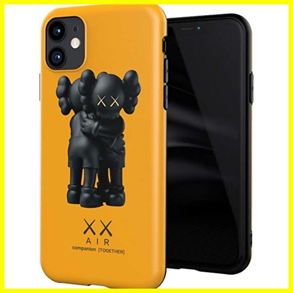 iphone 11ケース おしゃれ かっこいい デザイン6個 かわいい kaws おもしろ フィギュア IMD TPU アイフォンケース 傷防止  ソフト スリム軽量 レンズ保護 耐衝撃 指紋防止 カバー 専用 スマホケース 色: オレンジ色
