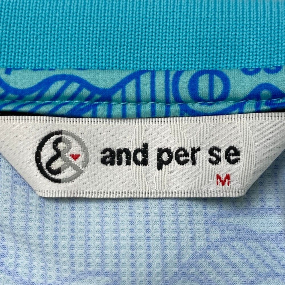 サイズ：M AND PER SE アンパスィ 半袖ポロシャツ ストライプ 総柄