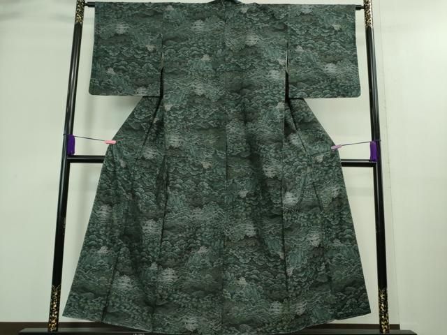 平和屋着物 上 本場大島紬 名所風景文 ほていや扱い 反端付き ♥ DZAA8893kh5