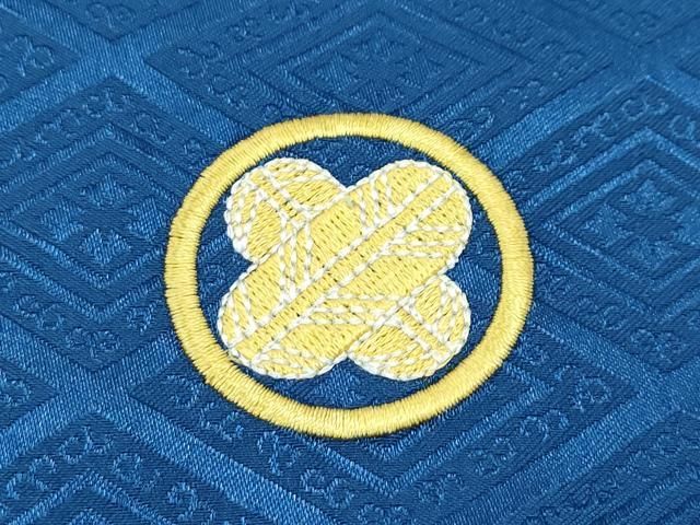 平和屋着物□極上 男性 色無地 紋付き羽織セット 紺鼠色地 花菱地紋