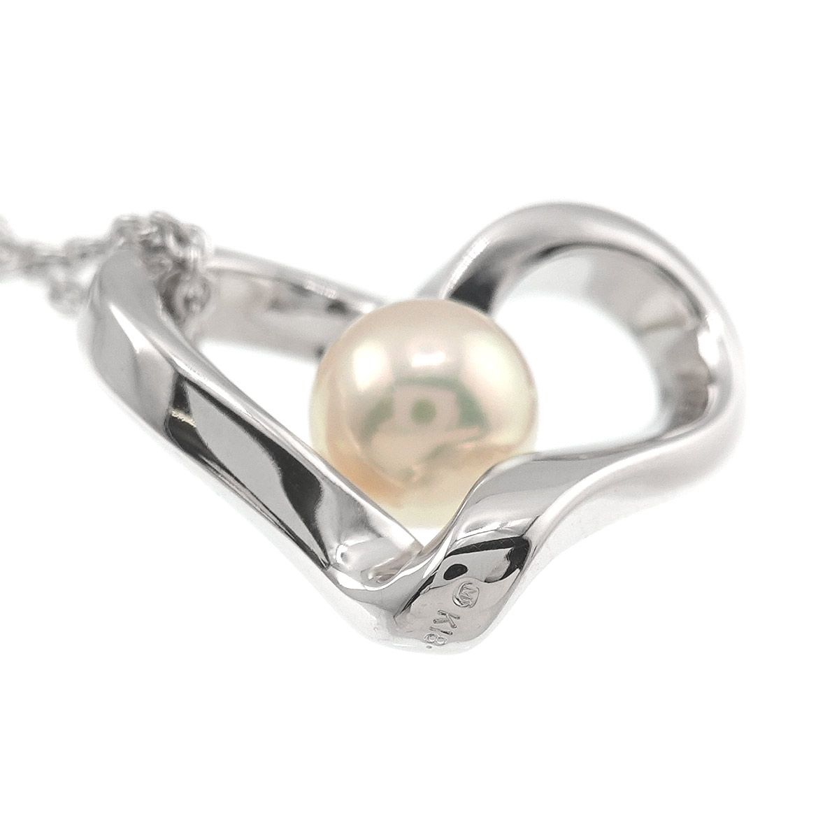 ミキモト MIKIMOTO アコヤ真珠 6.2mm ネックレス 45cm K18 WG ホワイト  