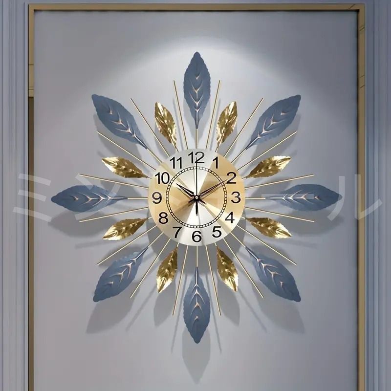 インテリア雑貨 オーナメント 壁掛け時計 ウォールクロック リーフ アナログ サイレント 静音 大型 北欧 おしゃれ お洒落 ファッショナブル