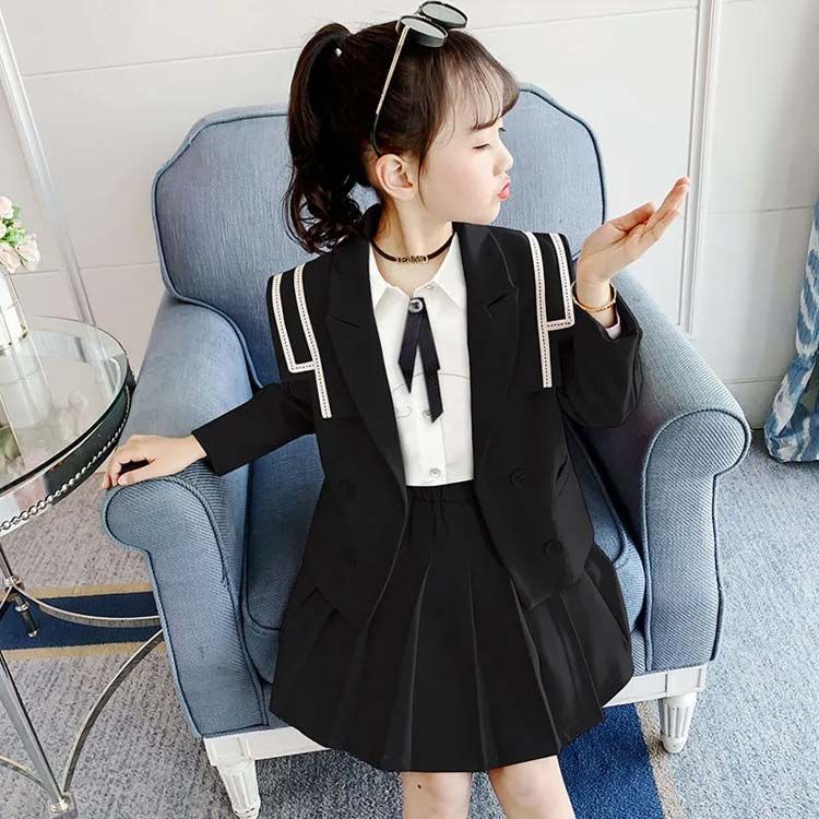ブレザー 女子 中学生 入学式 制服 女の子 3点セット 卒服 スーツ 白 