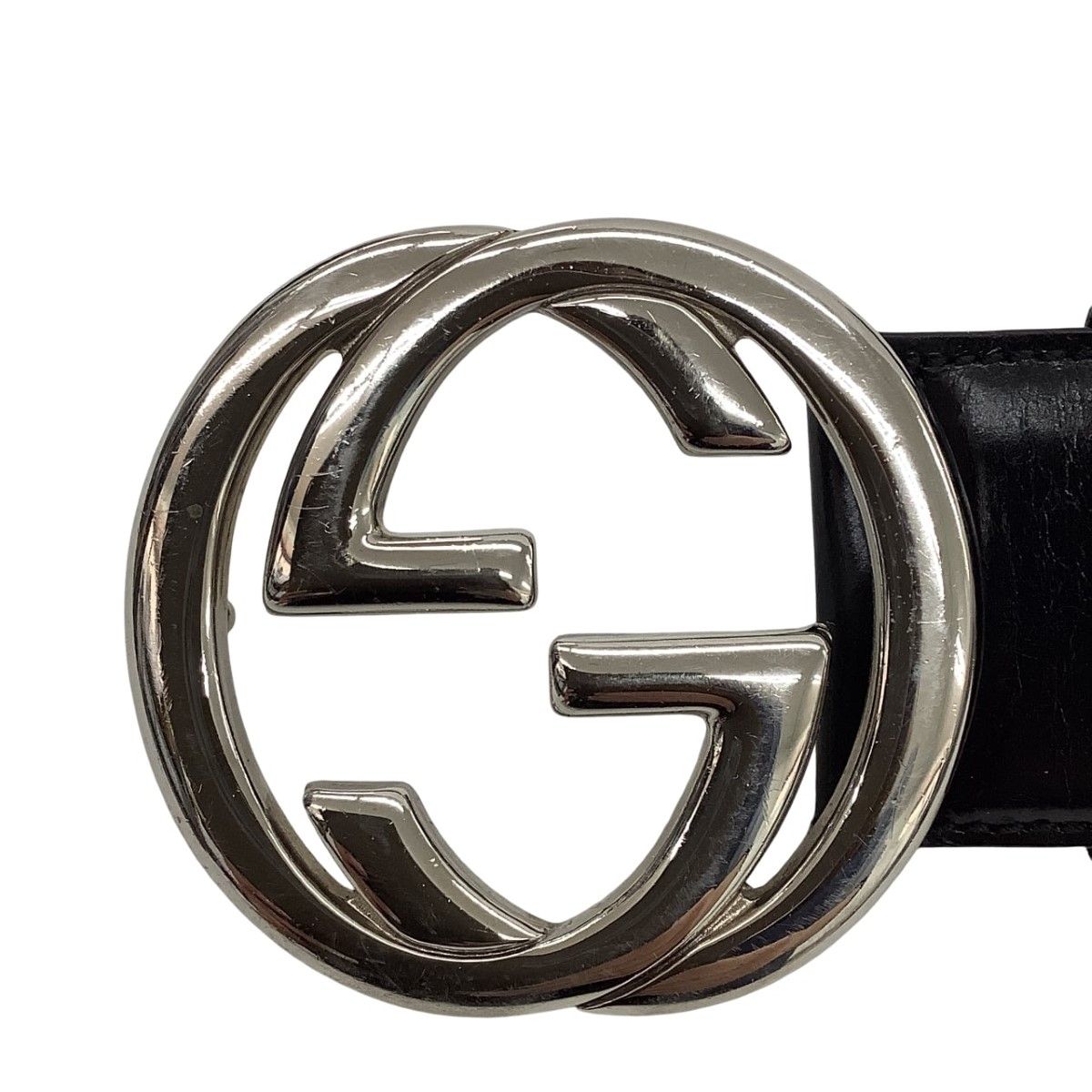 GUCCI 036 1046 0979 インターロッキングG レザー ベルト インターロッキングG バックル付き ベルトブラック レザー