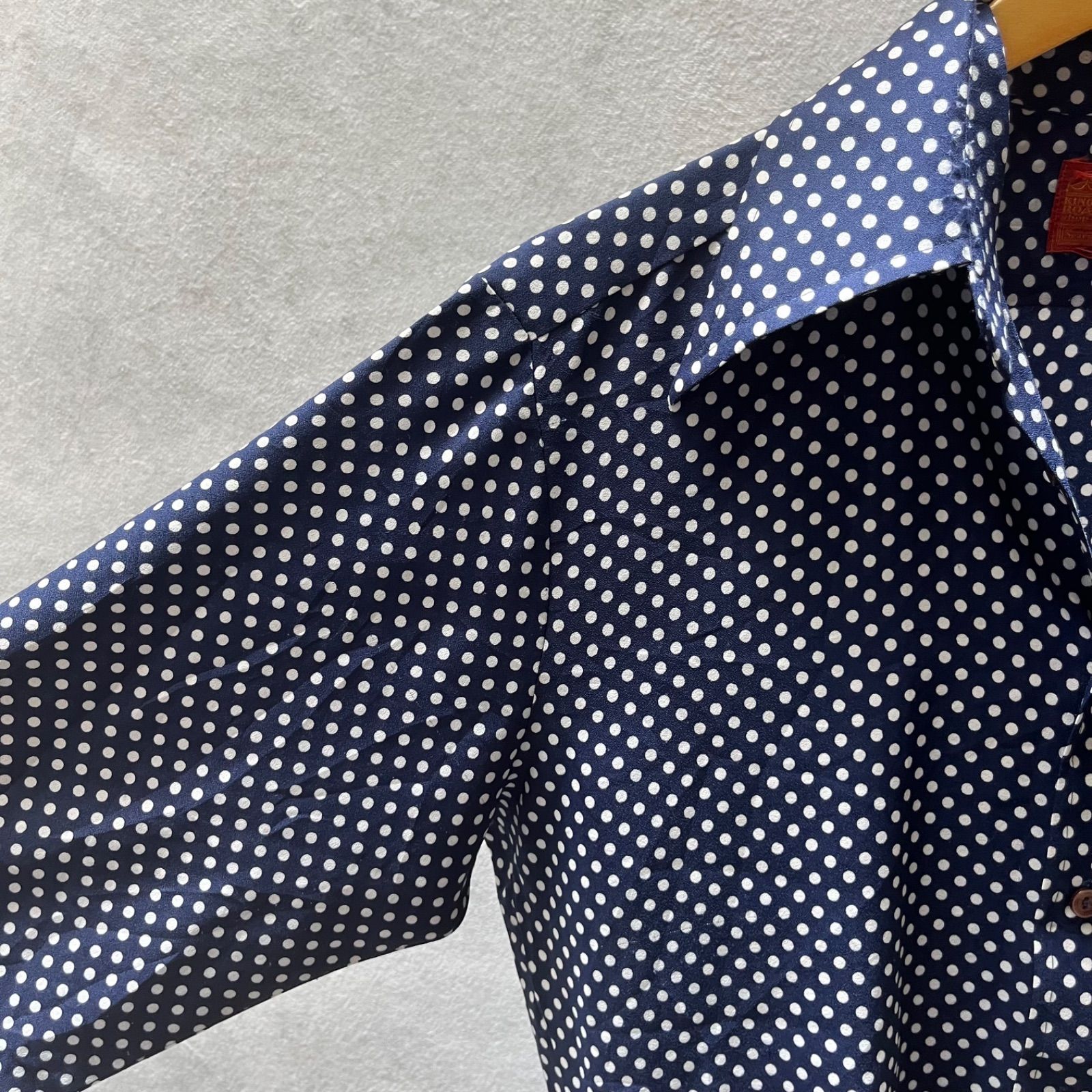 70s SEARS シアーズ 長袖シャツ 襟芯 ポリエステル ネイビー 古着 70s SEARS シアーズ 長袖シャツ 襟芯 ポリエステル ネイビー 古着