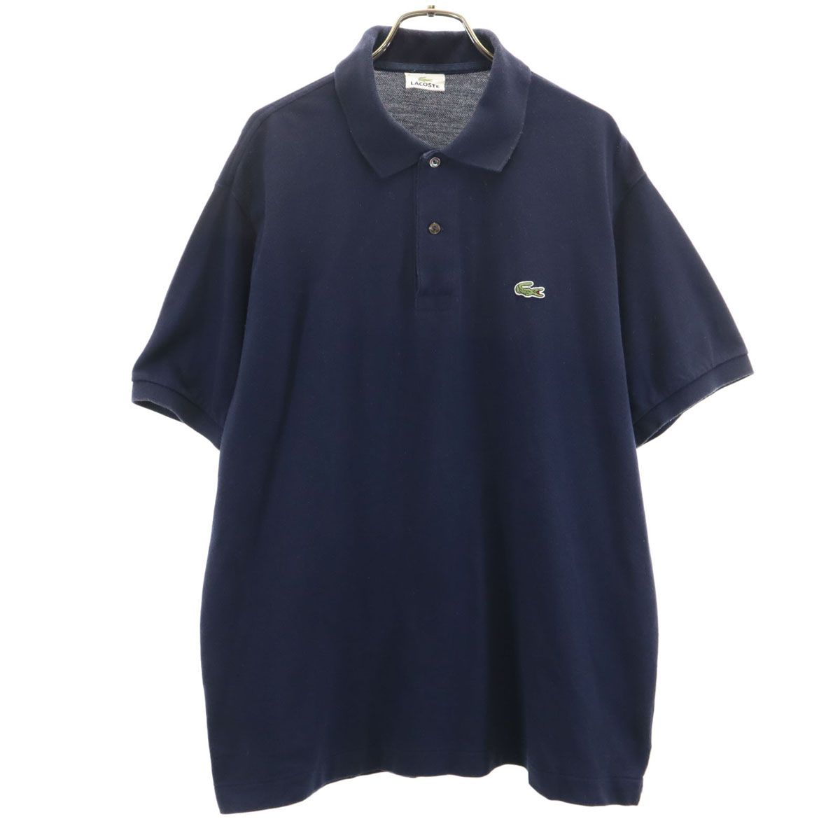 LACOSTE ヴィンテージネイビー ポロシャツ　未使用品日本製 LACOSTE ラコステ ポロシャツ 半袖 刺繍ロゴ ネイビー 色落ち XL