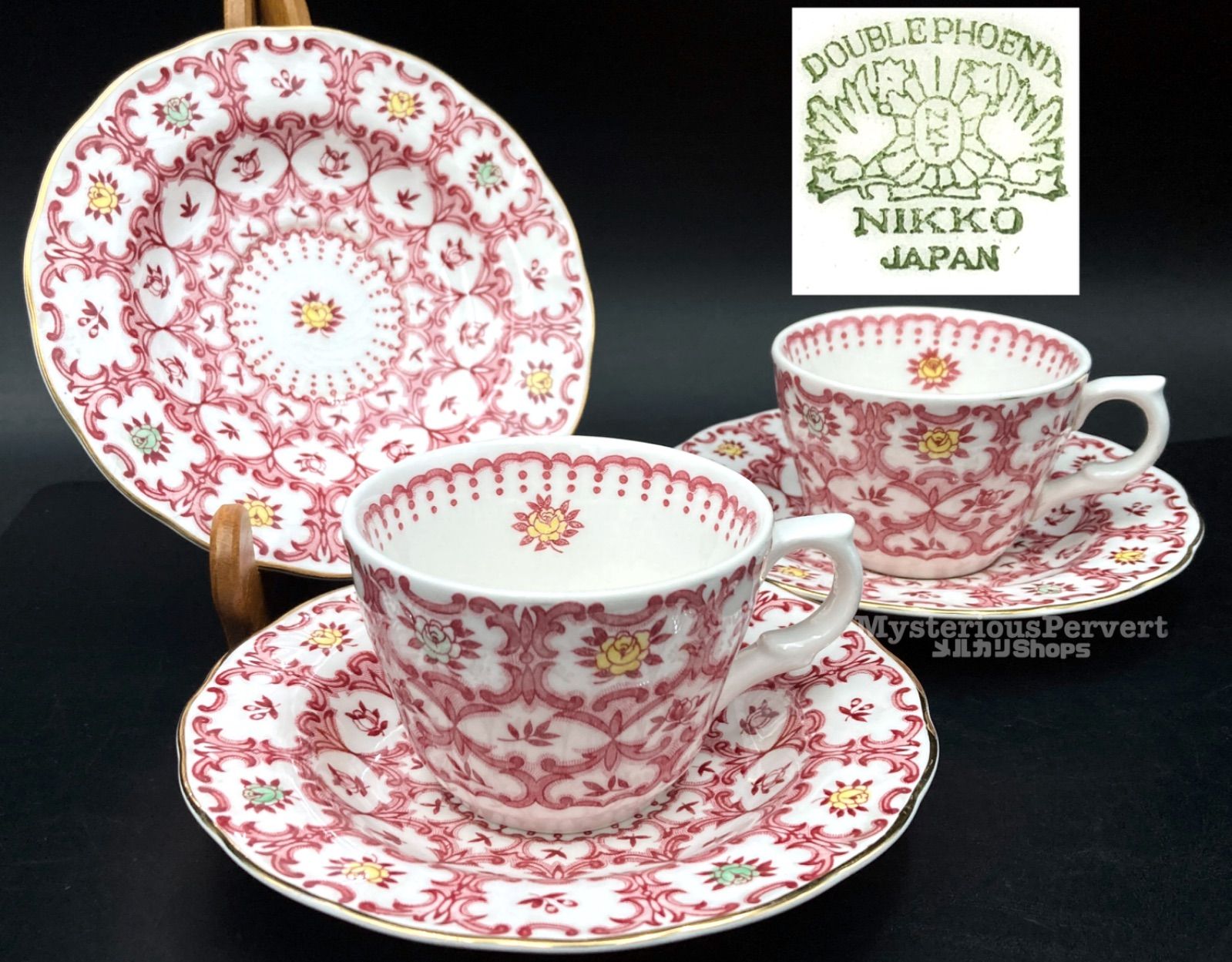MZ600) NIKKO Double Phoenix 薔薇とダマスク カップ&ソーサー MZ600) NIKKO Double Phoenix 薔薇とダマスク カップ&ソーサー
