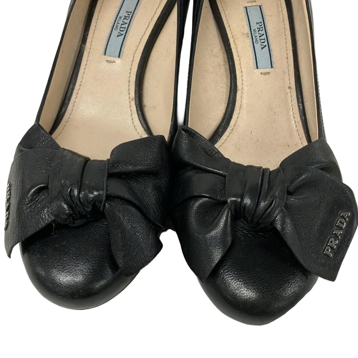 値下げPRADA リボンパンプス 35.5 新品