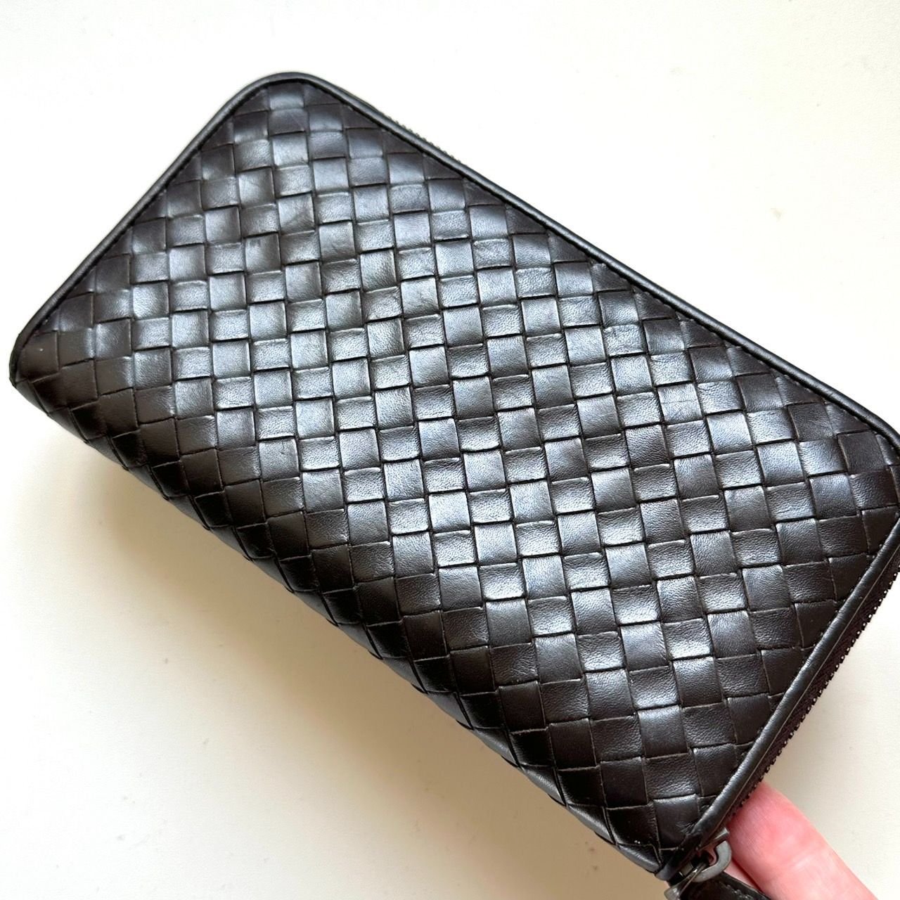 【美品】ボッテガヴェネタ　イントレチャート　ダークブラウン　長財布　財布　BV BOTTEGA VENETA ボッテガヴェネタ 長財布 イントレチャート