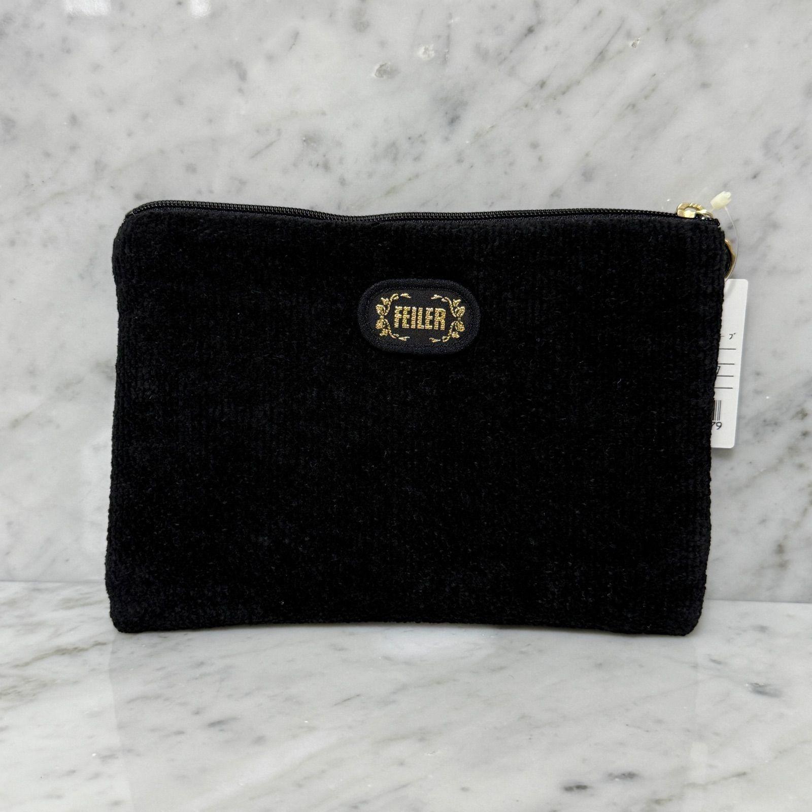 新品！！タグ付き　FEILER フェイラー　ポーチ　ブラック 新品タグ付FEILER⁄フェイラー ポーチ　母の日⁄小物入れ⁄パンジー⁄黒