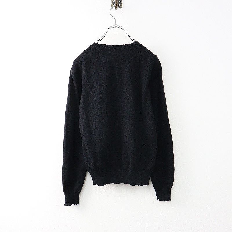 【試着のみ】ピンクハウス 黒 リボン ポンポン付きニットカーディガン/2024 PINK HOUSE（ピンクハウス）の「リボンモチーフ使いニット