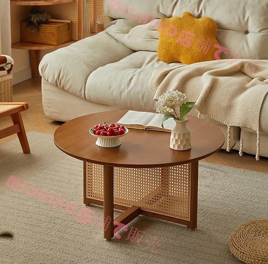 丸テーブル 円卓 木製 ローテーブル 丸 木制ローテーブル 無垢材シンプルで美しい コーヒーテーブル リビングテーブル カフェテーブル お茶テーブル 木目調 簡易テーブル Size 60*60*40CM