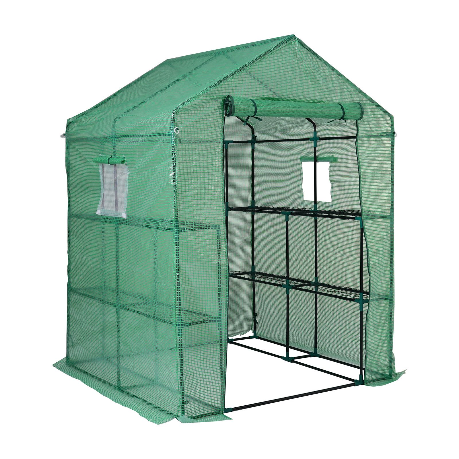 ビニール温室 大型 2枚カバー付き143 142 196CM 温室 左右2段 ベランダ 家庭用 ビニールハウス 家庭菜園 ガーデンハウス フラワーハウス ラック ビニール カバー 組立式