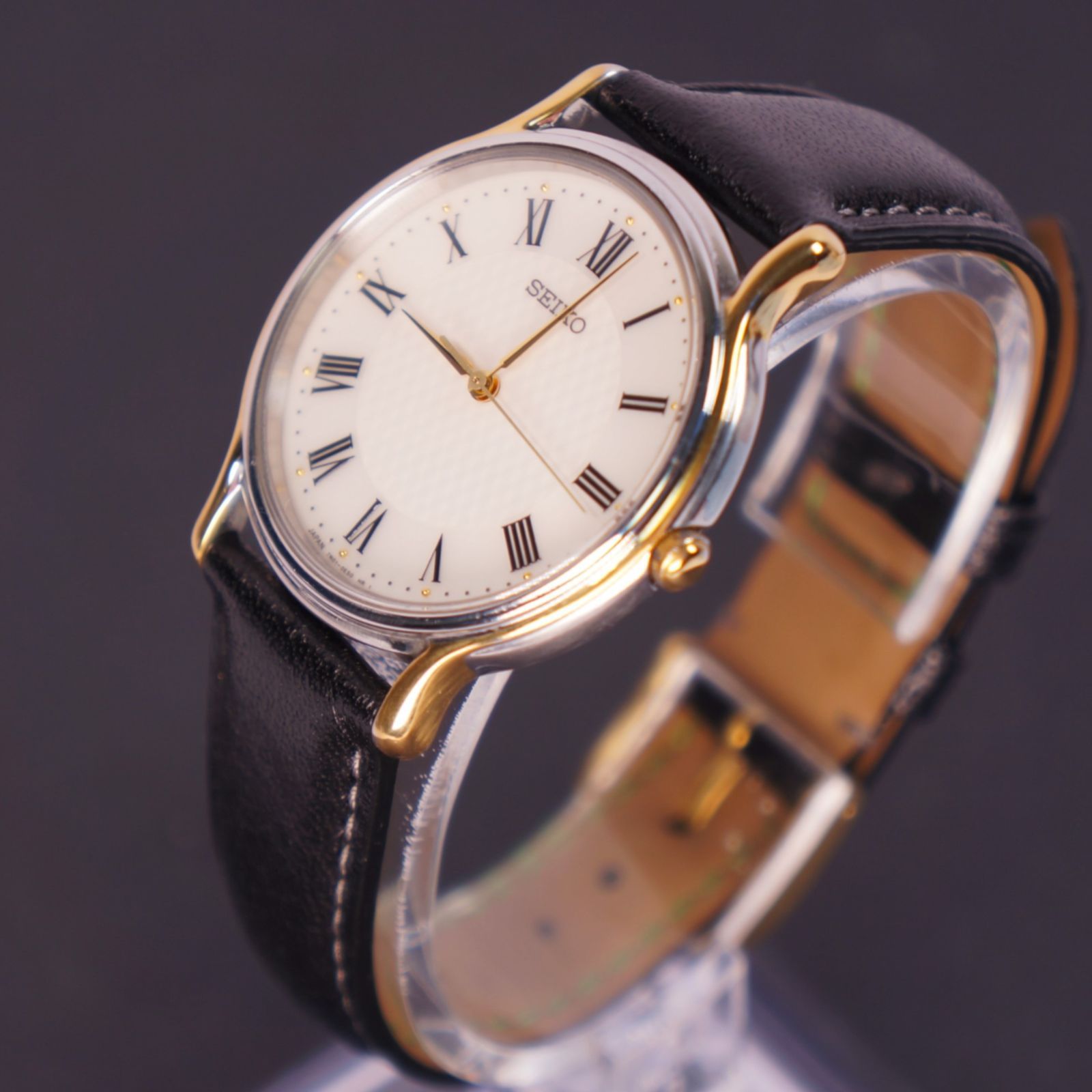◇稼働 SEIKO 腕時計 ゴールド 新品電池 レディース レザー