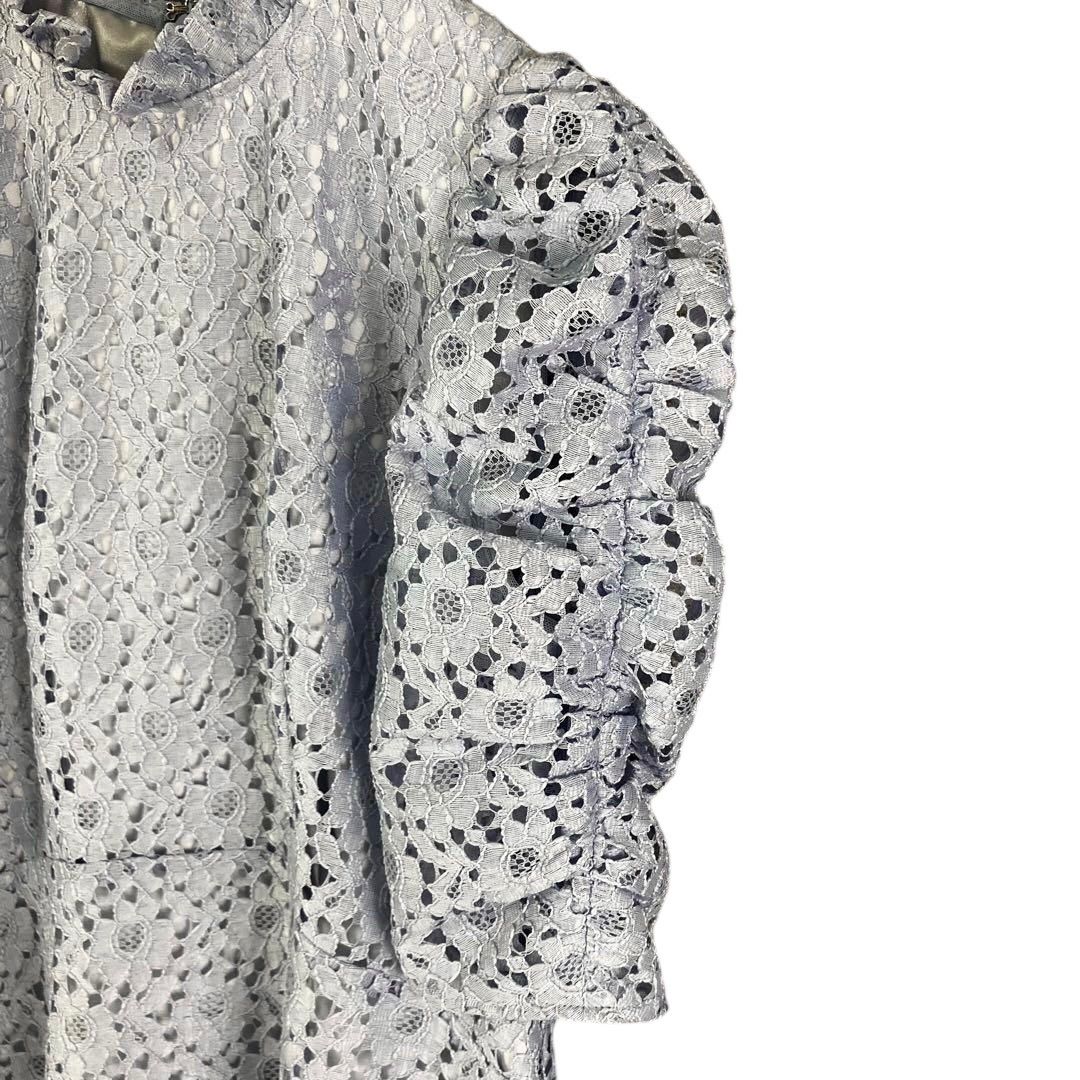 allureville 2025SS レースフ ーワンピース 1 サックスブルー アルアバイル 半袖 ロングワンピース 212310-14-120 結婚式 パーディー オケージョン NICORILABO_COM