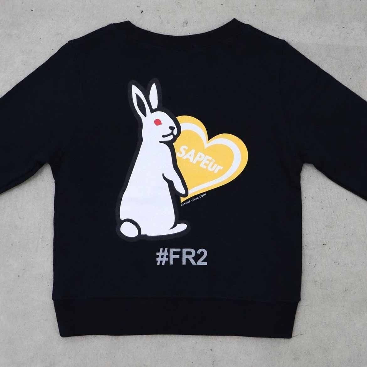 お買い得，新品 未使用品 110サイズ イエロー SAPEur × FR2 サプール キッズ クルーネック スウェット ハート ラビット バレンタイン 限定 黄色 トレーナー