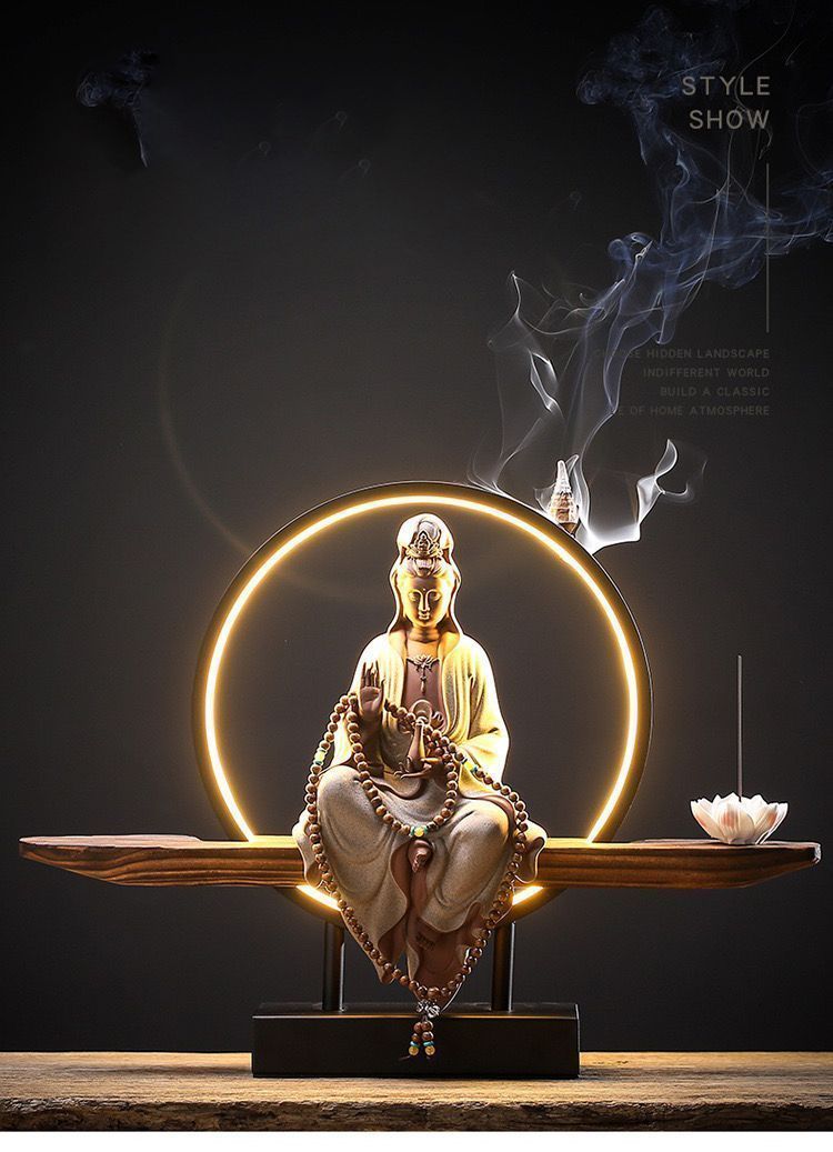 高品質 仏教美術 禅の置物玄関リビング観音仏像陶器 の町家アイデア逆流