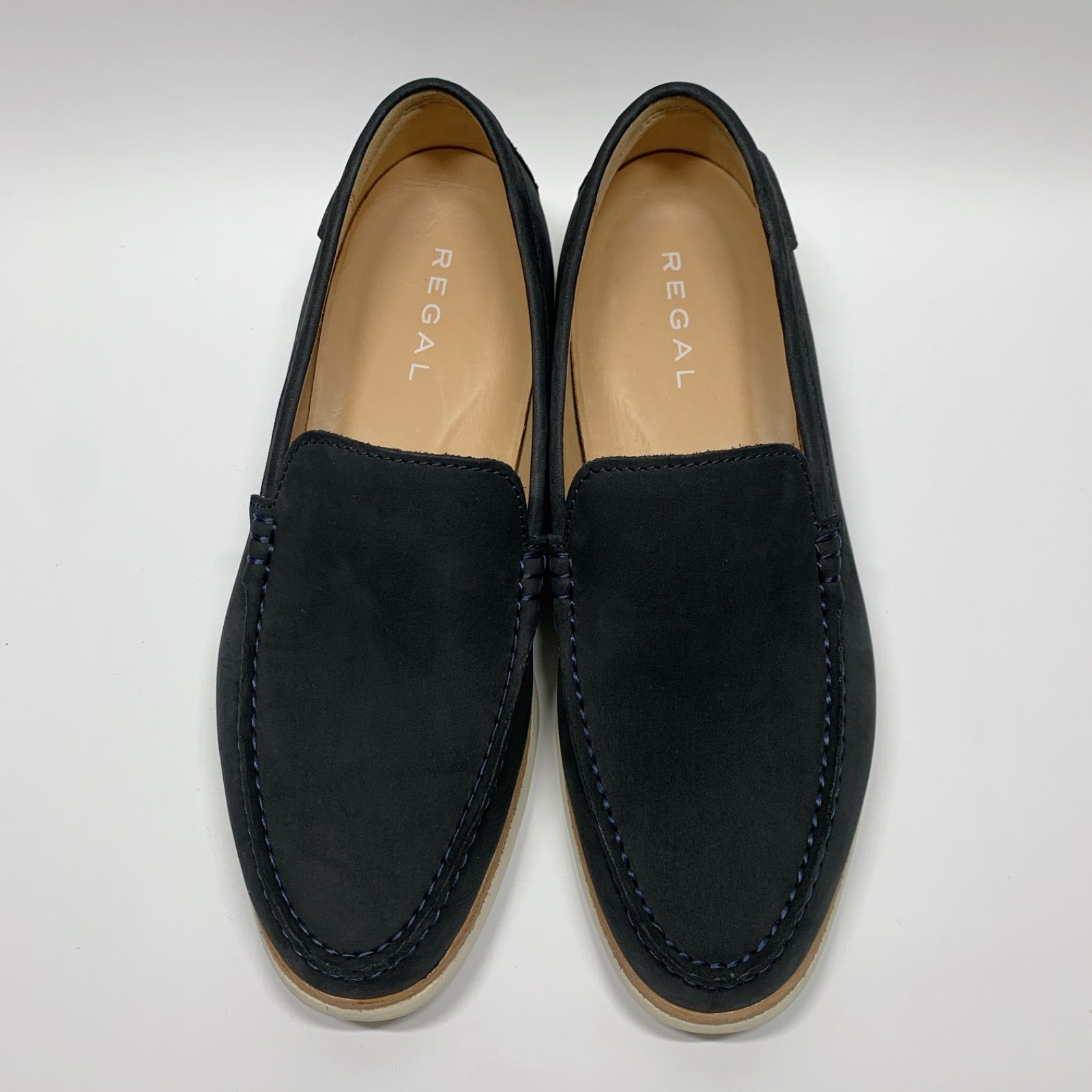 美品〇 REGAL リーガル スエード ローファー ネイビー 24 デッキ 