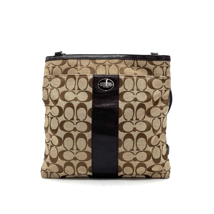 COACH コーチ ロゴ シグネチャー キャンバス レザー ショルダー バッグ eH07122N