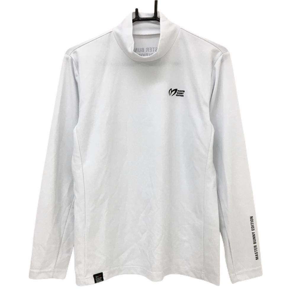 超 マスターバニー 長袖ハイネックシャツ 白 ロゴプリント ストレッチ メンズ 4 M ゴルフウェア MASTER BUNNY EDITION