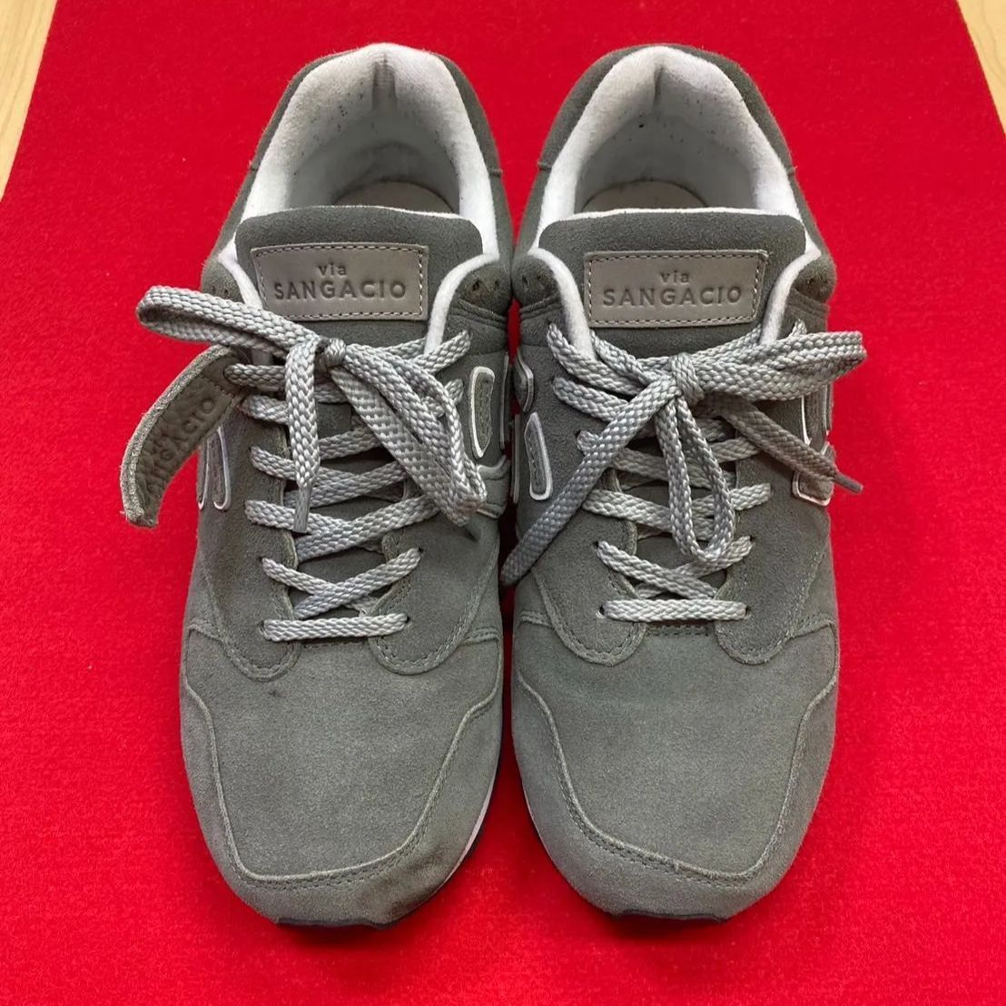 【美品】viaSANGACIO グレー スエード スニーカー via sangacio サンガッチョ STEEL BLUE 27㎝ スニーカー