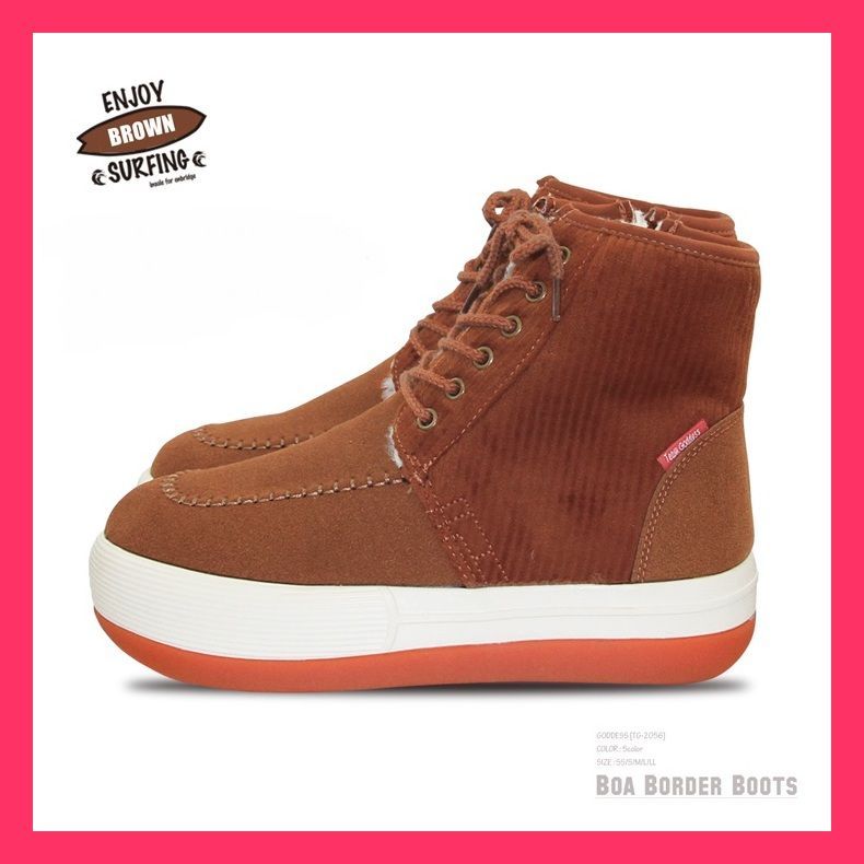 GODDESS［ゴッデス］コーデュロイボアボーダーブーツ「TG-2056」 (男女