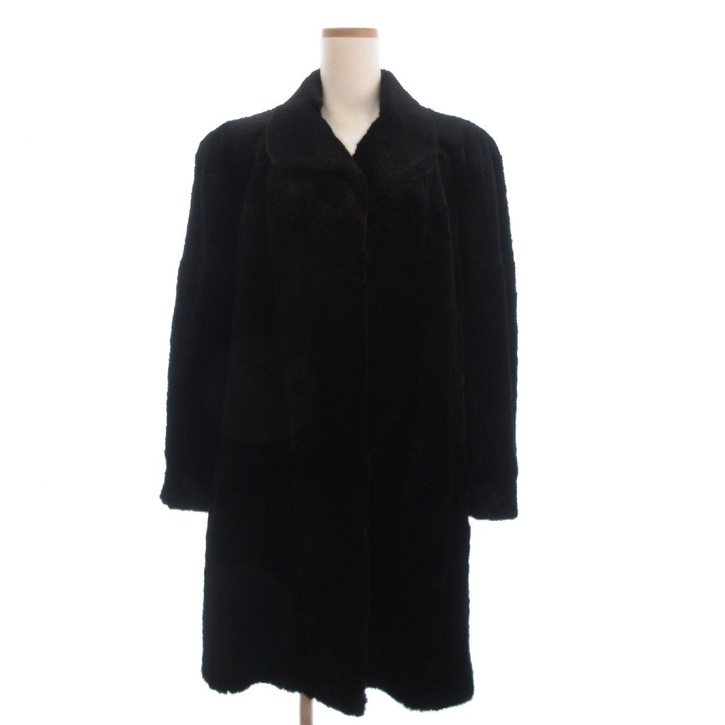ギラロッシュ Guy Laroche Paris 毛皮コート ロング丈 ファー シェアードミンク 黒 ブラック F