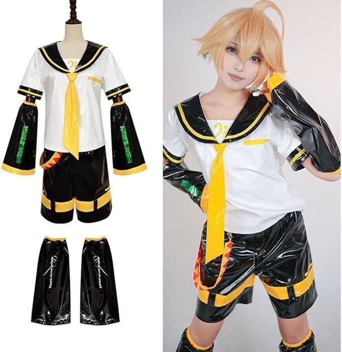 アニメキャラクター コスプレ衣装 鏡音 リン・鏡音レン コスプレ衣装 PUパテントレザー JK 制服 高