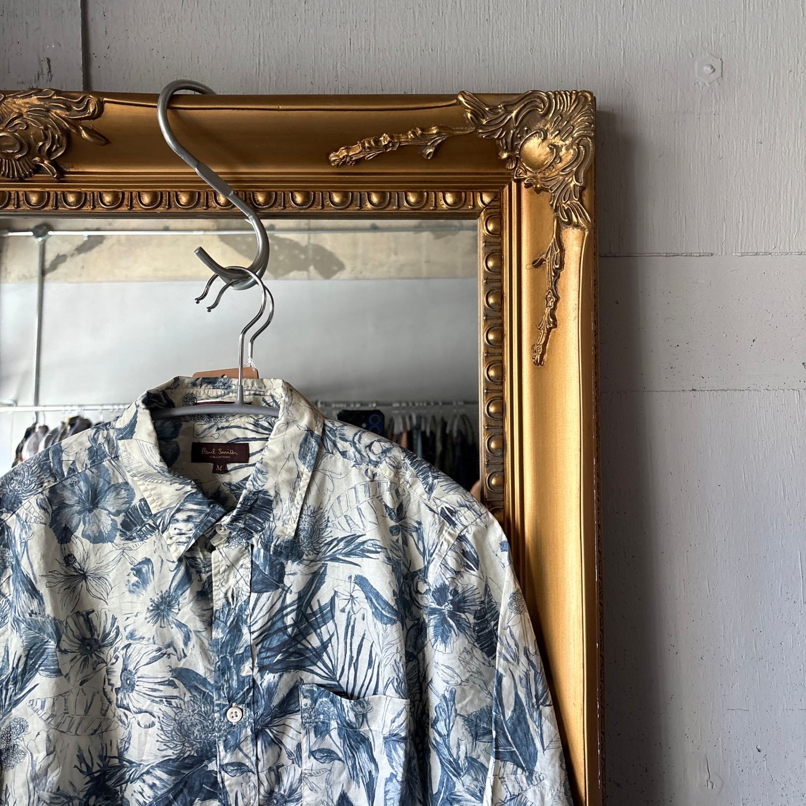 【美品】花柄　総柄　白　ホワイト　M 半袖シャツPAULSMITH コレクション ポールスミス paulsmith コレクション collection 花柄 総柄