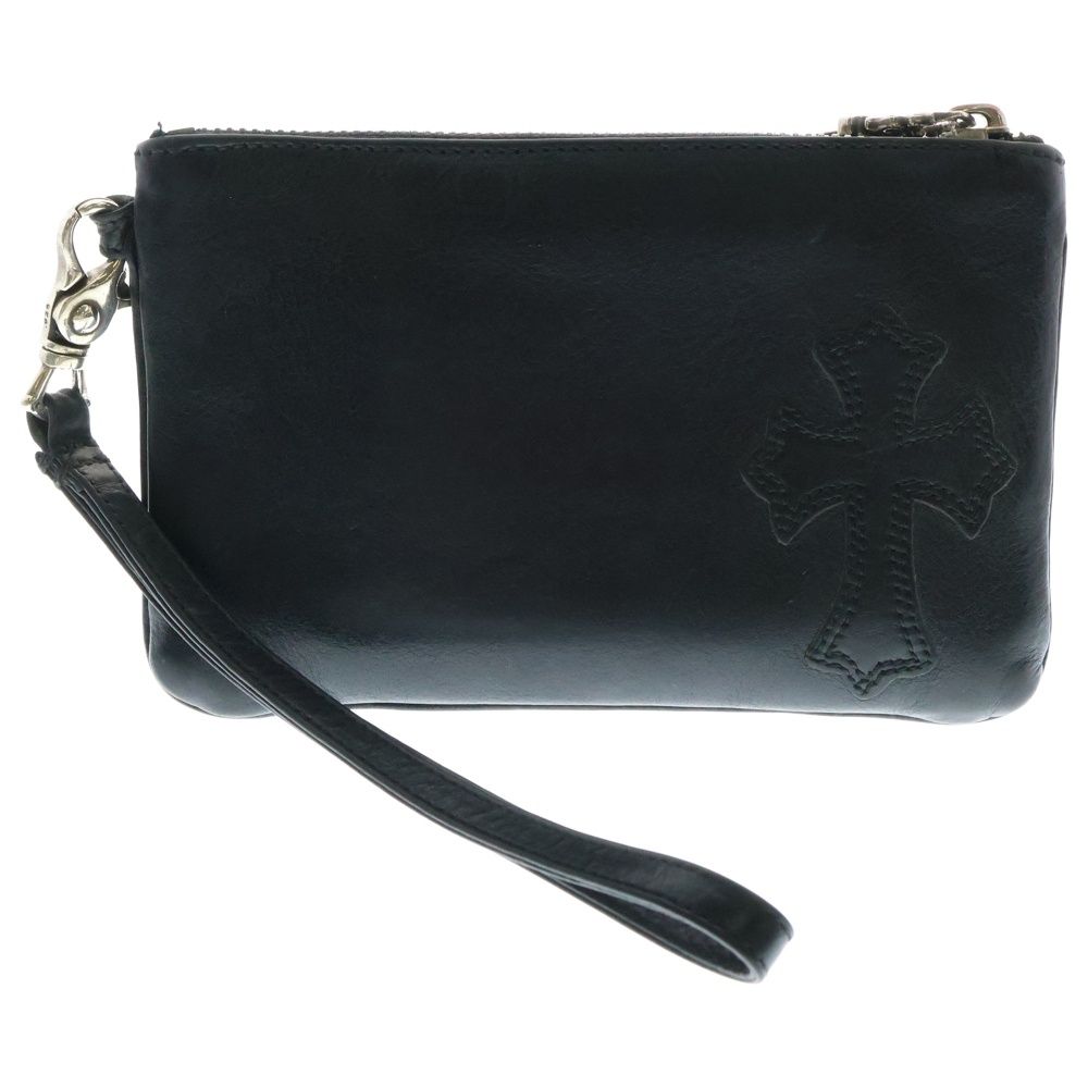 クロムハーツ ストラップ付クロスパッチダガージップレザーコインケース CHROME HEARTS クロムハーツ ジッパーチェンジパース ストラップ