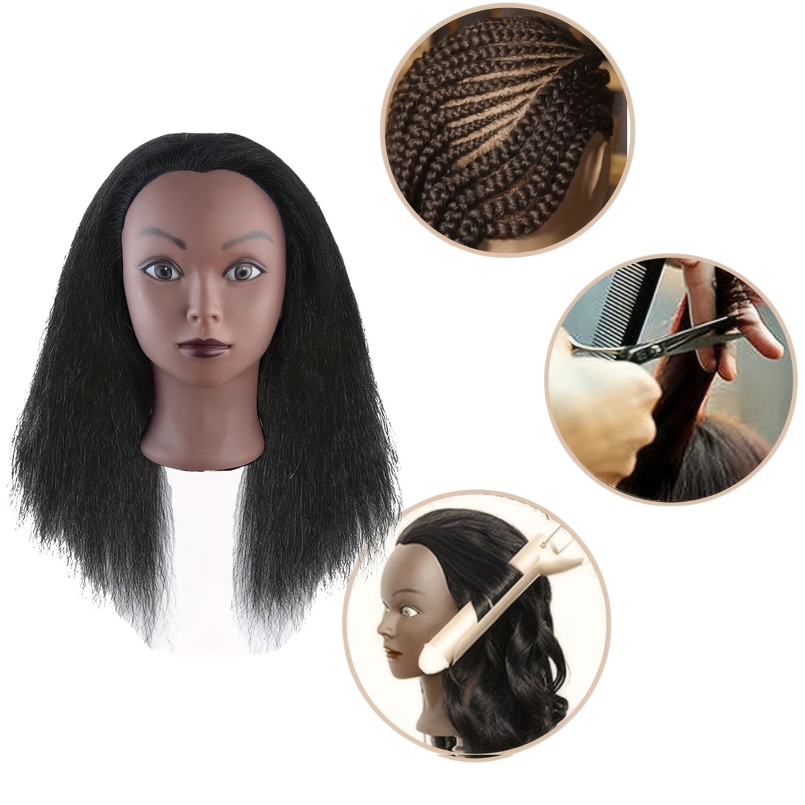 本物のヘア女性人形ヘッド ヘアスタイリストのヘアブレインディングとスタイリングを練習するためのメイクアップトレーニングヘッド 特にヘアデザインに設計されており ヘアクリップとヘアツールが付属しています