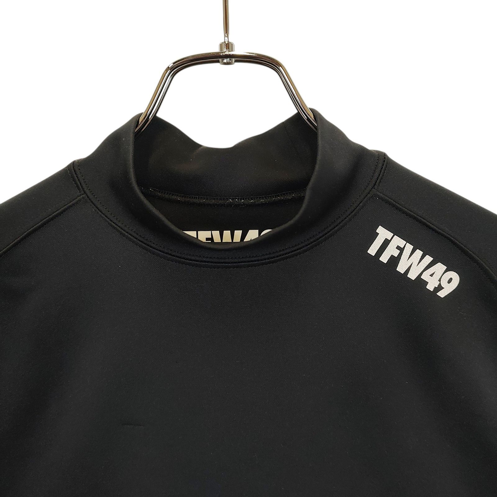 TFW49 長袖モックネックシャツ メンズ L ブラック スリーブロゴ