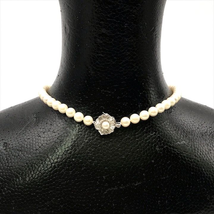 超美品 SOGO あこや真珠 パール シルバー刻印 大珠 8mm 照り良好 