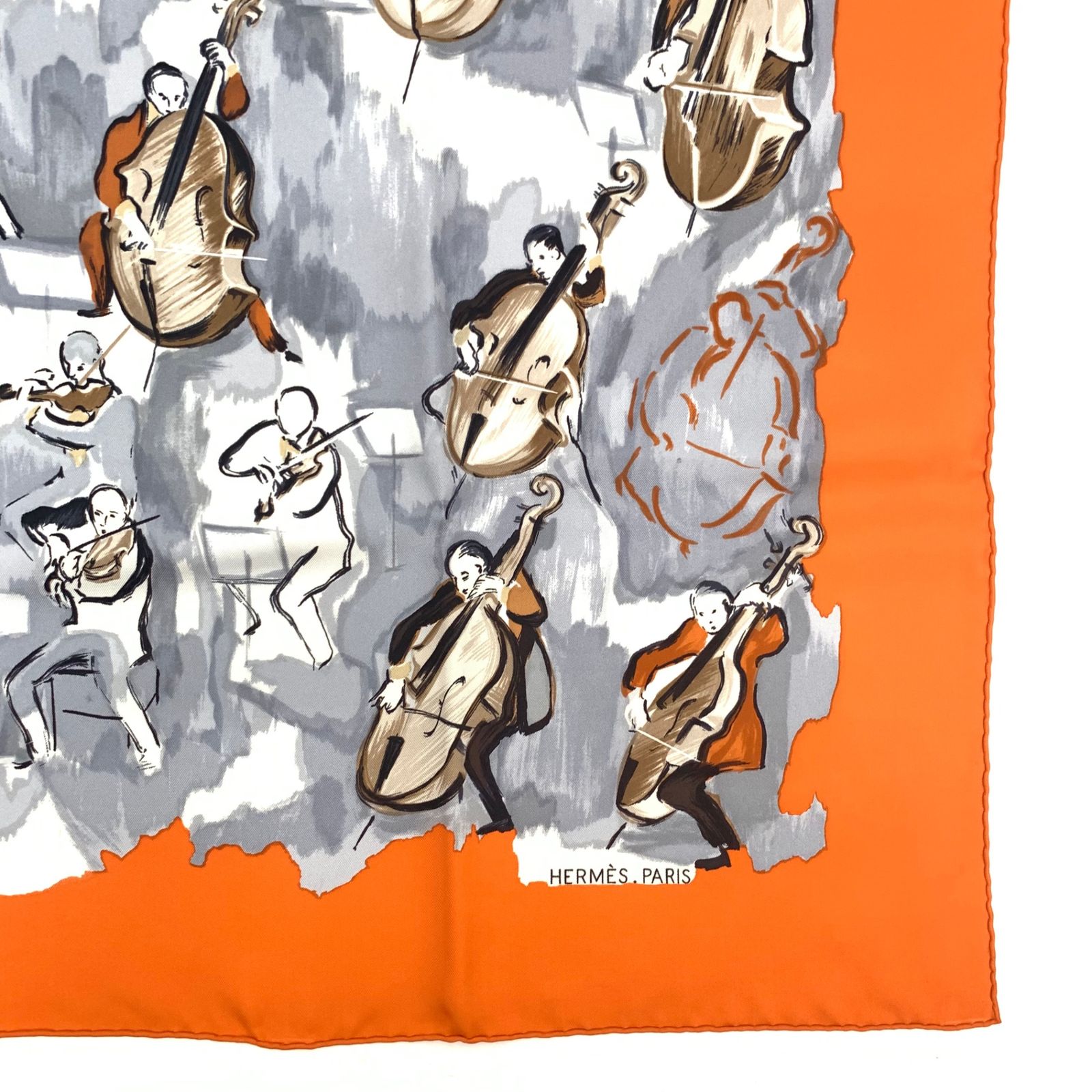 【HERMES CONCERTO】 エルメス コンチェルト スカーフ　美品 極美品 HERMES エルメス カレ90 CONCERTO コンチェルト オレンジ