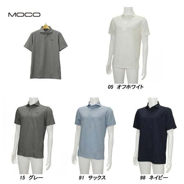 MOCO モコ メンズ 春夏 吸水速乾 清涼感 麻調素材PARINE 鹿の子 半袖シャツ グレー サイズ48(M) 21-2211340